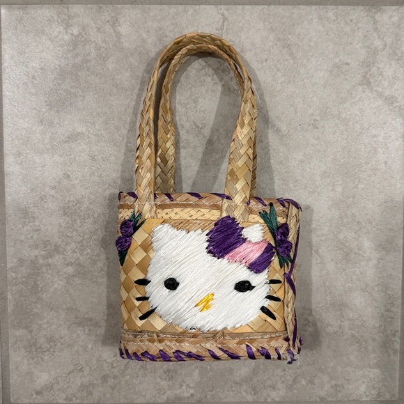 Other - Hello Kitty Woven Straw Mini Tote Bag Sanrio Style Basket Purse Kawaii Summer